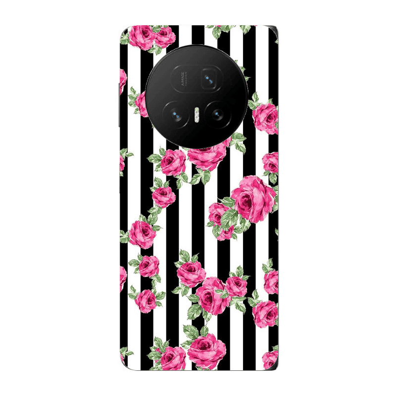 Honor Magic V5 Roses and black line Transparent Silicone TPU Θήκη
